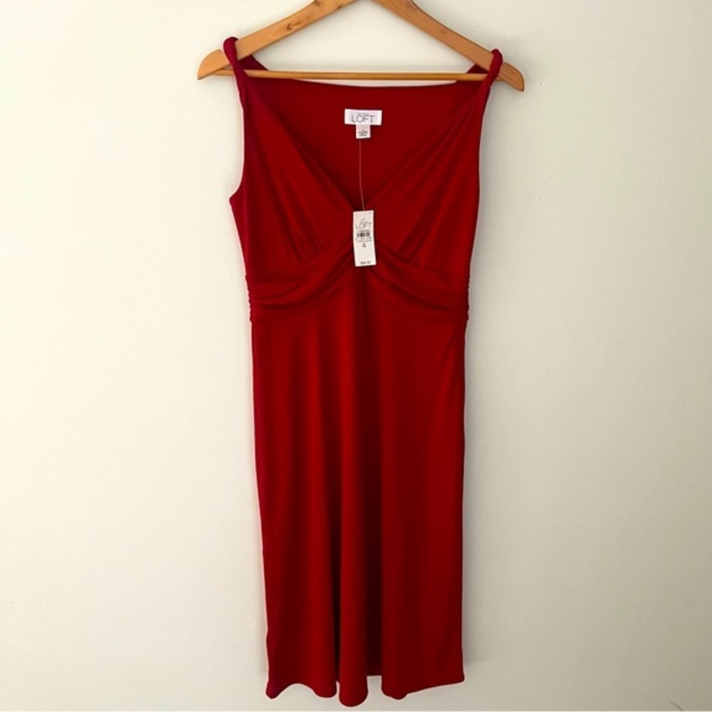 New Ann Taylor LOFT Red Dress with Twist Straps Size 4